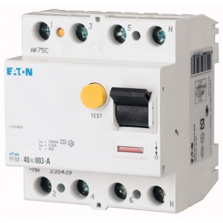PFIM-40/4/05-A-MW 235442 EATON ELECTRIC Устройство защиты от аварийного тока 40A 4p 500 мА тип A