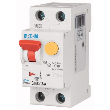 PKNM-10/1N/C/03-A-MW 236084 EATON ELECTRIC RCD/MCB combination switch, 10A, 300mA, C-LS-Char, 1N pole, FI-Ch..
