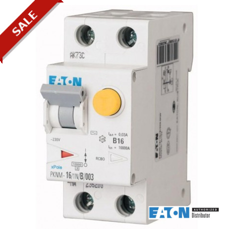 PKNM-16/1N/C/001-A-MW 236216 EATON ELECTRIC RCD/MCB combination switch, 16A, 10mA, C-LS-Char, 1N pole, FI-Ch..