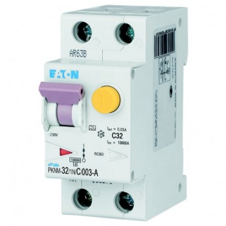PKNM-32/1N/C/003-A-MW 236309 EATON ELECTRIC RCD/MCB combination switch, 32A, 30mA, C-LS-Char, 1N pole, FI-Ch..