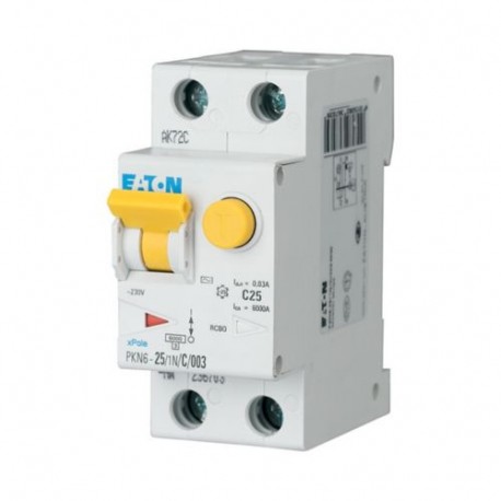 PKN6-16/1N/C/001-MW 236639 EATON ELECTRIC Interruptor Combinado, 1P+N, curva C, 16A, 10mA