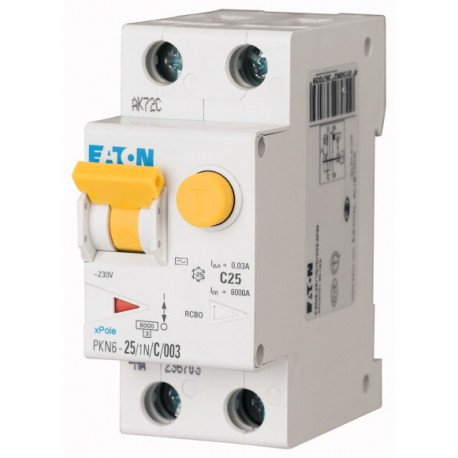 PKN6-16/1N/C/003-A-MW 236645 EATON ELECTRIC interruptor combinado, 1P + N, curva C, 16A, 30 mA