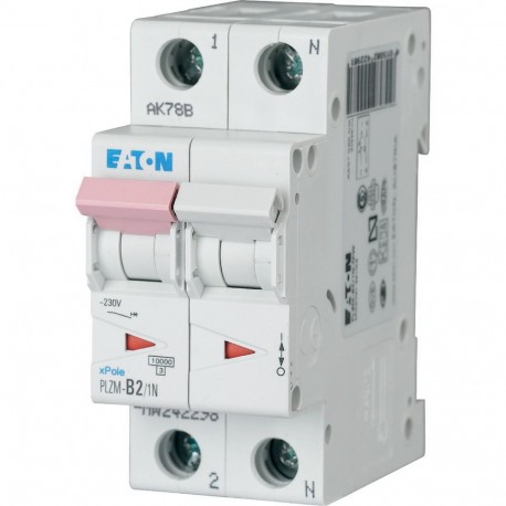 PLZM-B2/1N-MW 242298 EATON ELECTRIC Miniature circuit breaker (MCB), 2A, 1pole+N, type B characteristic