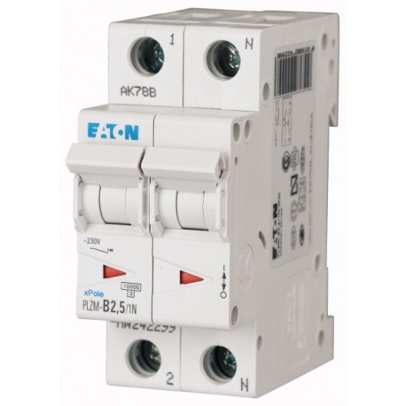 PLZM-B2,5/1N-MW 242299 EATON ELECTRIC Over current switch, 2, 5 A, 1pole+N, type B characteristic