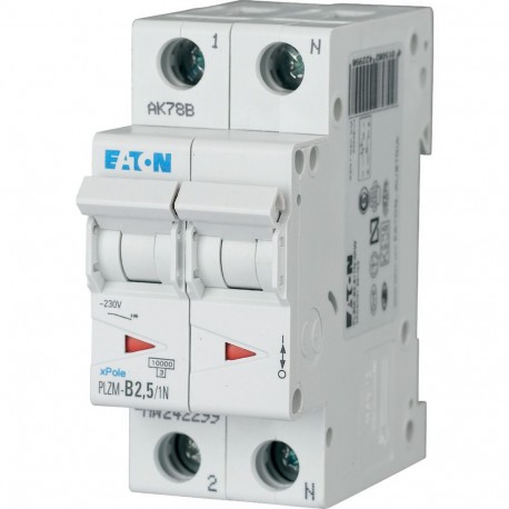 PLZM-B2,5/1N-MW 242299 EATON ELECTRIC Miniature circuit breaker (MCB), 2, 5 A, 1pole+N, type B characteristic