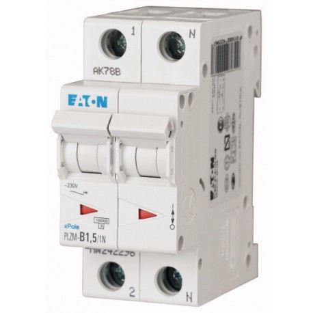 PLZM-D1,5/1N-MW 242345 EATON ELECTRIC Miniature circuit breaker (MCB), 1, 5 A, 1pole+N, type D characteristic