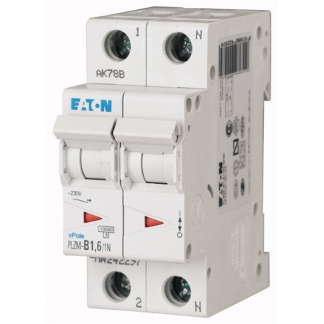 PLZM-D1,6/1N-MW 242346 EATON ELECTRIC Over current switch, 1, 6 A, 1pole+N, type D characteristic