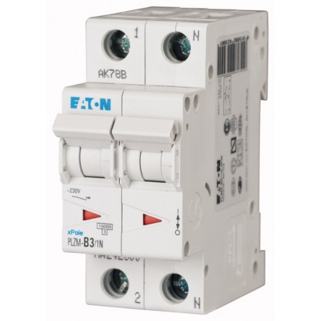 PLZM-D3/1N-MW 242349 EATON ELECTRIC Перегрузки по току выключателя, 3А, 1pole + N, тип D характеристика