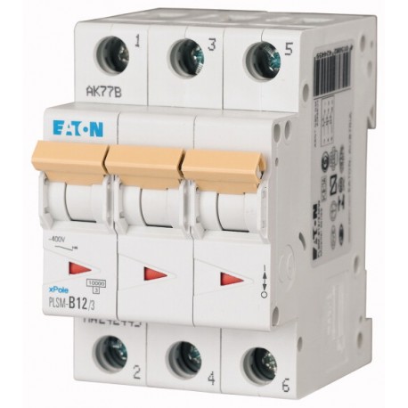 PLSM-D12/3-MW 242494 EATON ELECTRIC Перегрузки по току выключателя, 12А, 3 р, тип D характеристики