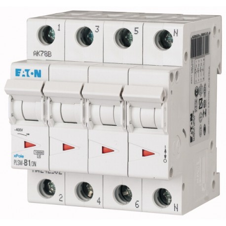 PLSM-B1/3N-MW 242502 EATON ELECTRIC Перегрузки по току выключателя, 1А, 3pole + N, тип B характеристика