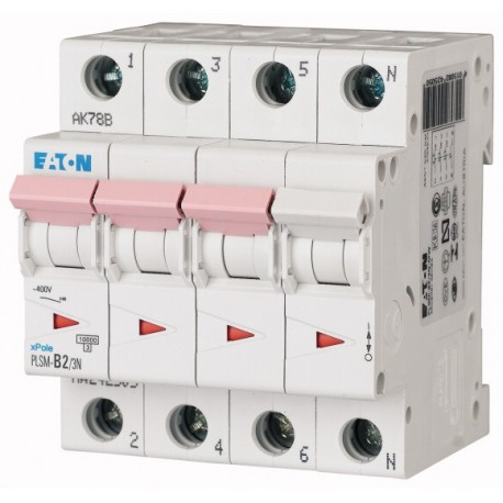 PLSM-B2/3N-MW 242505 EATON ELECTRIC Over current switch, 2A, 3pole+N, type B characteristic