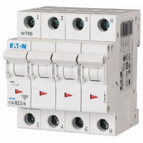 PLSM-B2,5/3N-MW 242506 EATON ELECTRIC Over current switch, 2, 5 A, 3pole+N, type B characteristic