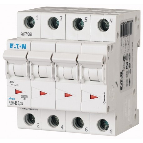 PLSM-B3/3N-MW 242507 EATON ELECTRIC Over current switch, 3A, 3pole+N, type B characteristic