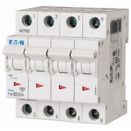PLSM-B3,5/3N-MW 242508 EATON ELECTRIC Over current switch, 3, 5 A, 3pole+N, type B characteristic