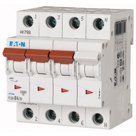 PLSM-B4/3N-MW 242509 EATON ELECTRIC Защитный выключатель LS, 4A, 3-пол.+N, B-Char