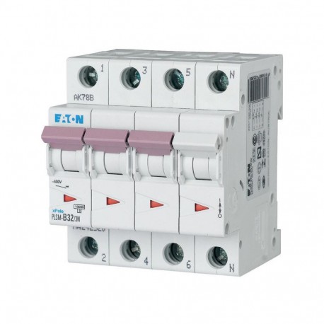 PLSM-B32/3N-MW 242520 Y7-242520 EATON ELECTRIC Disjoncteur modulaire, 32A, 3p+N, courbe B