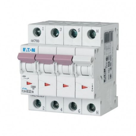 PLSM-B32/3N-MW 242520 EATON ELECTRIC Over current switch, 32A, 3pole+N, type B characteristic