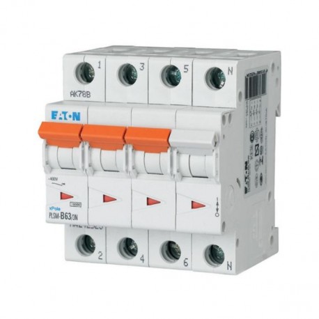 PLSM-B63/3N-MW 242523 EATON ELECTRIC Over current switch, 63A, 3pole+N, type B characteristic