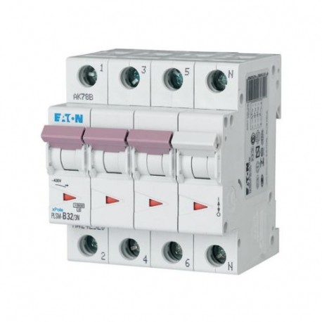PLSM-D32/3N-MW 242569 EATON ELECTRIC Over current switch, 32A, 3pole+N, type D characteristic