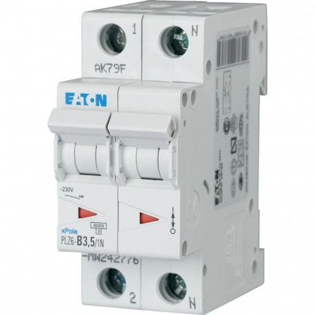 PLZ6-B3,5/1N-MW 242776 EATON ELECTRIC Miniature circuit breaker (MCB), 3, 5 A, 1pole+N, type B characteristic