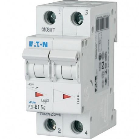 PLS6-C1,5/2-MW 242866 EATON ELECTRIC Int. magnetotérmico, 2P, curva C, 1,5A