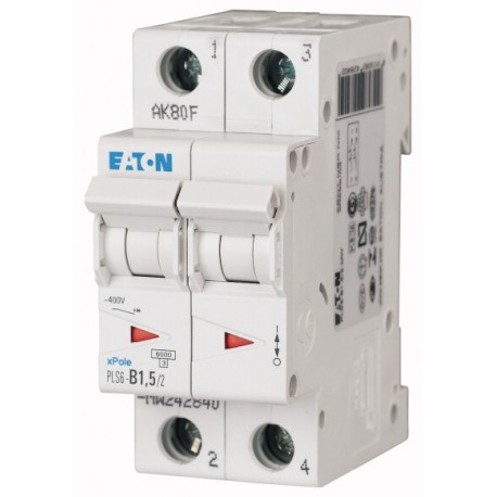 PLS6-C1,5/2-MW 242866 EATON ELECTRIC Miniature circuit breaker (MCB), 1,5A, 2p, type C characteristic