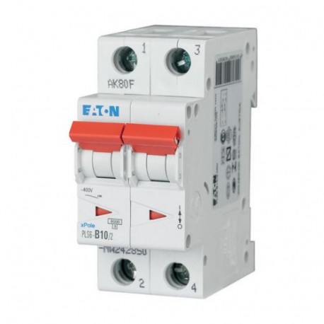 PLS6-C10/2-MW 242876 EATON ELECTRIC Перегрузки по току выключателя, 10А, 2 р, тип C характеристики