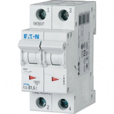 PLS6-D1,6/2-MW 242890 EATON ELECTRIC Int. magnetotérmico, 2P, curva D, 1,6A