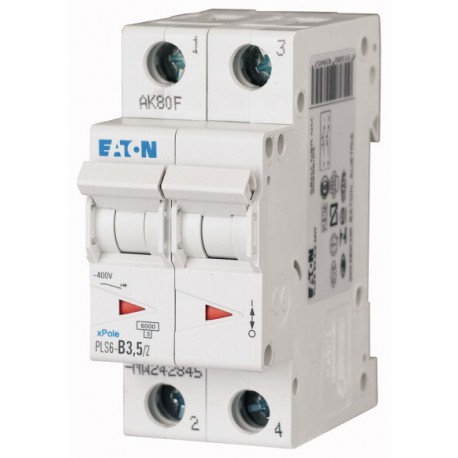 PLS6-D3,5/2-MW 242894 EATON ELECTRIC Over current switch, 3, 5 A, 2 p, type D characteristic
