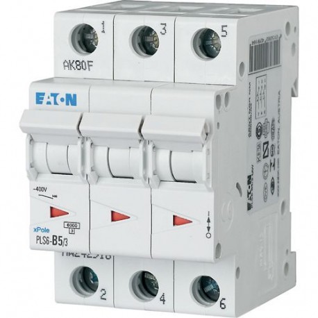 PLS6-B5/3-MW 242916 EATON ELECTRIC Int. magnetotérmico, 3P, curva B, 5A