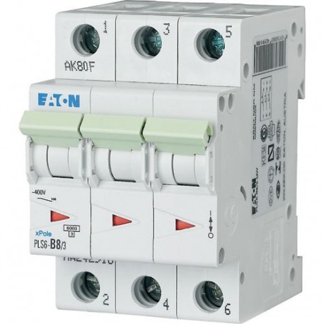 PLS6-B8/3-MW 242918 EATON ELECTRIC Int. magnetotérmico, 3P, curva B, 8A