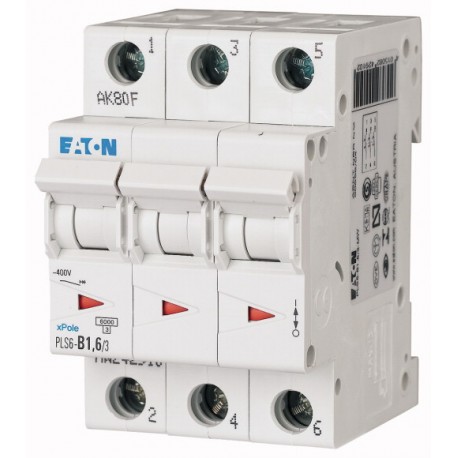 PLS6-C1,6/3-MW 242936 EATON ELECTRIC Защитный выключатель LS 1,6A 3p C-Char