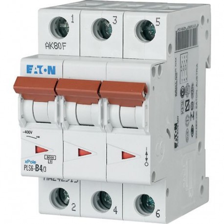 PLS6-D4/3-MW 242964 EATON ELECTRIC Int. magnetotérmico, 3P, curva D, 4A