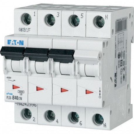 PLS6-B40/3N-MW 242996 Y7-242996 EATON ELECTRIC Int. magnetotérmico, 3P+N, curva B, 40A