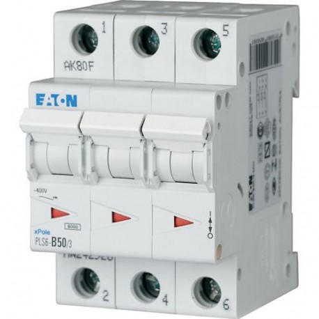 PLS6-C50/3N-MW 243023 EATON ELECTRIC За текущий переключатель, 50А, 3pole + N, тип С характерным