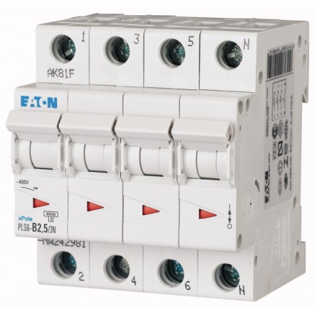 PLS6-D2,5/3N-MW 243030 EATON ELECTRIC Disjoncteur modulaire 2,5A 3p+N car. D