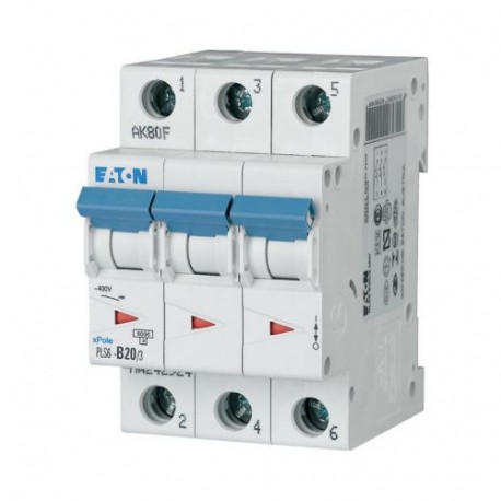 PLS6-D20/3N-MW 243042 EATON ELECTRIC Miniature circuit breaker (MCB), 20A, 3pole+N, type D characteristic