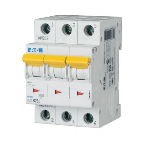 PLS6-D25/3N-MW 243043 EATON ELECTRIC Over current switch, 25A, 3pole+N, type D characteristic