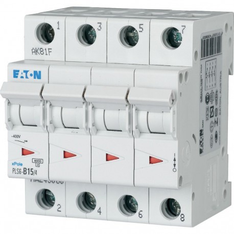 PLS6-B15/4-MW 243060 EATON ELECTRIC Miniature circuit breaker (MCB), 15A, 4p, type B characteristic