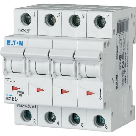 PLS6-D3/4-MW 243100 EATON ELECTRIC Int. magnetotérmico, 4P, curva D, 3A