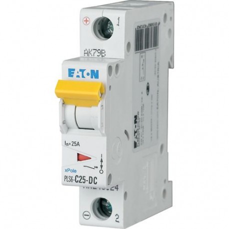 PLS6-C25-DC-MW 243124 0001609281 EATON ELECTRIC Защитный выключатель LS, 25A, 1p, C-Char, пост. ток (dc)