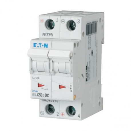 PLS6-C50/2-DC-MW 243140 0001609295 EATON ELECTRIC Защитный выключатель LS, 50A, 2-пол., C-Char, пост. ток (d..