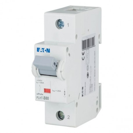 PLHT-B80 247978 EATON ELECTRIC Автоматический выключатель 80А, кривая отключения В, 1 полюс, откл. способнос..