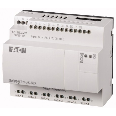 EASY819-AC-RCX 256268 0004520974 EATON ELECTRIC Программируемое реле 100-240V AC, цифровые, 12 DI, 6DO, реле..