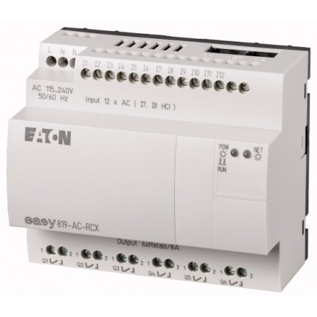 EASY819-AC-RCX 256268 0004520974 EATON ELECTRIC Module logique, 100-240VDC, 12 entr. TOR, 6 sort.TOR à relai..