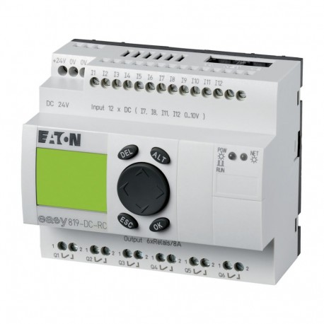 EASY819-DC-RC 256269 0004520956 EATON ELECTRIC Relè di comando, 24VDC, 12DI(4AI), 6DO-relè, display, orologi..