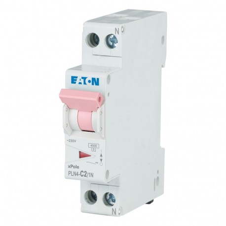 PLN4-C2/1N-MW 263187 EATON ELECTRIC Miniature circuit breaker (MCB), 2A, 1pole+N, type C characteristic