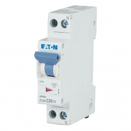 PLN4-C20/1N-MW 263193 Y7-263193 EATON ELECTRIC Miniature circuit breaker (MCB), 20A, 1pole+N, type C charact..