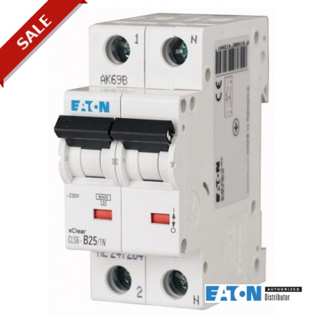 CLS6-C25/1N 263672 EATON ELECTRIC Over current switch, 25A, 1pole+N, type C characteristic