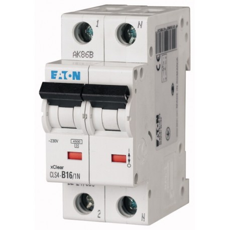 CLS4-C6/1N 263703 EATON ELECTRIC Miniature circuit breaker (MCB), 6A, 1pole+N, type C characteristic